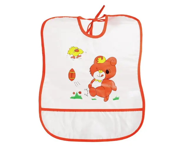 Baveta plastic moale 30x35 cm Orange bear Sunny Baby