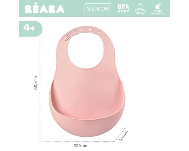 Baveta silicon Beaba Old Pink