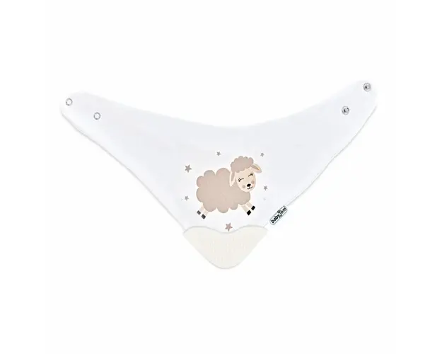 Baveta triunghi cu accesoriu dentitie BabyJem Cowboy Bib Ecru