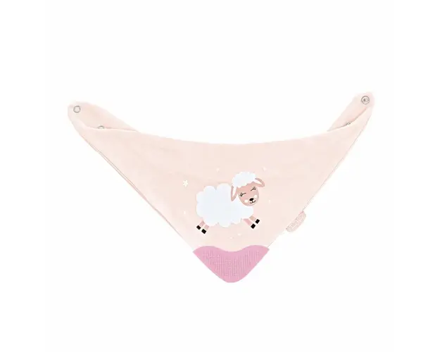 Baveta triunghi cu accesoriu dentitie BabyJem Cowboy Bib Pink