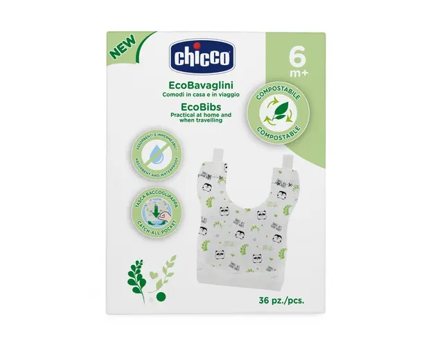 Bavete ecologice si impermeabile Chicco de unica folosinta 36buc 6luni+
