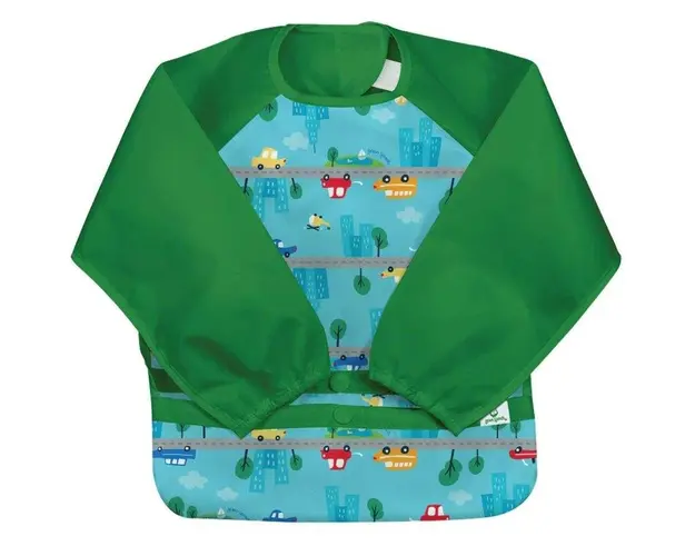 Bavetica Aqua Cars multifunctionala cu maneci lungi Green Sprouts 12-24 luni