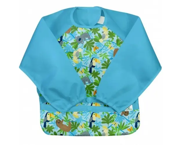 Bavetica multifunctionala cu maneci lungi Green Sprouts Aqua Sloth Jungle 12-24 luni