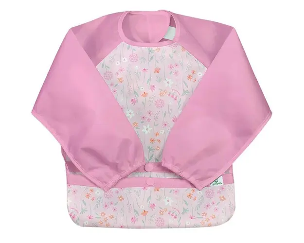 Bavetica Pink Wildflower multifunctionala cu maneci lungi Green Sprouts 12-24 luni