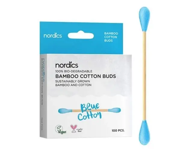 Betisoare din bumbac si bambus 100 buc albastru