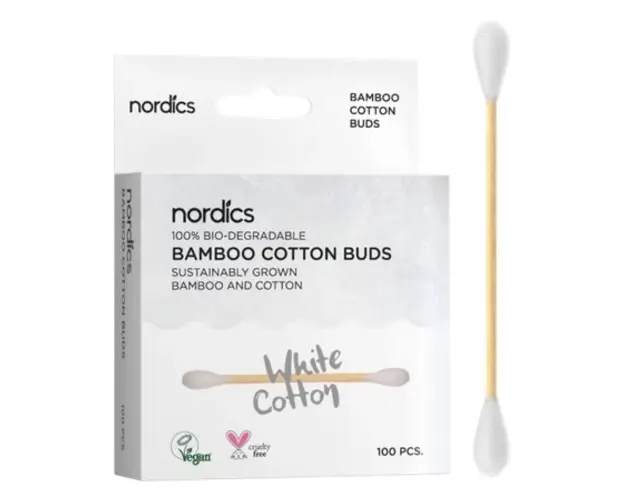 Betisoare din bumbac si bambus 100 buc alb