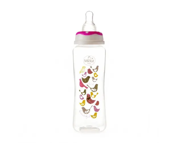 Biberon 250 ml si tetina silicon 3+ roz