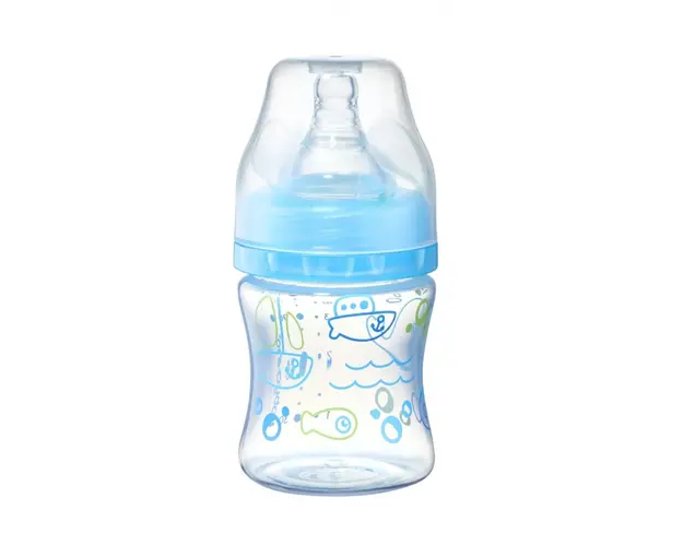 Biberon anti-colici cu tetina din silicon 120 ml 0 luni+ pesti