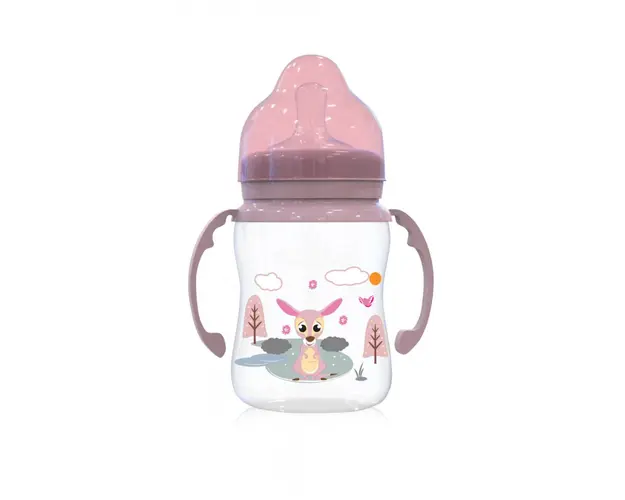 Biberon cu 2 manere si gat larg 0 luni+ 250 ml Blush Pink