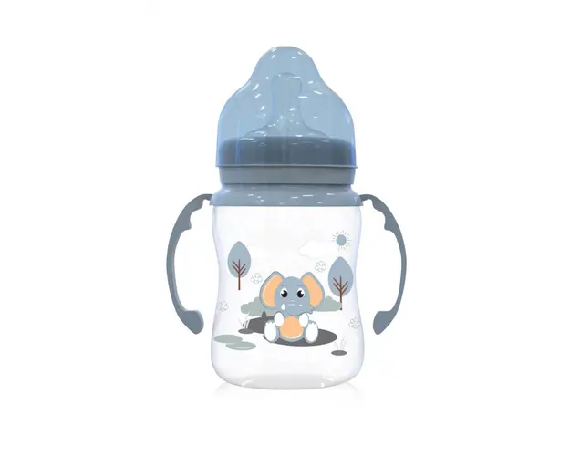 Biberon cu 2 manere si gat larg 0 luni+ 250 ml Moonlight Blue
