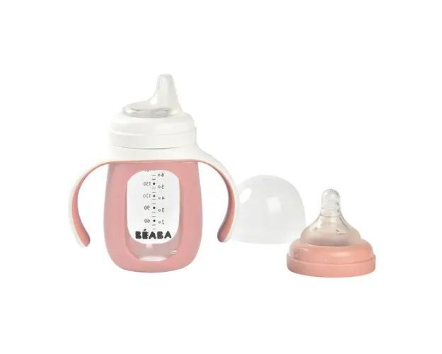 Biberon de invatare 2 in 1 Beaba 210 ml Old Pink