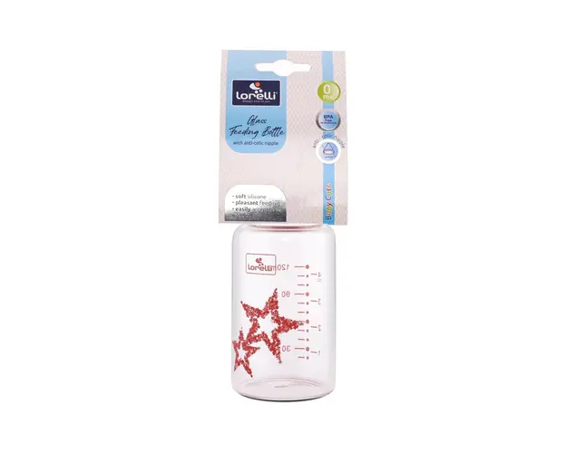 Biberon din sticla cu tetina anticolici 120 ml Pink