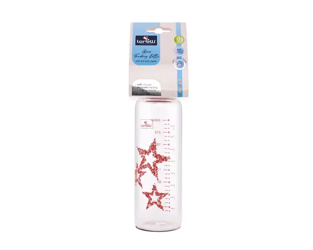 Biberon din sticla cu tetina anticolici 240 ml Pink