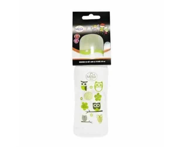 Biberon gat larg 270 ml cu tetina silicon 3+ Minut Baby verde