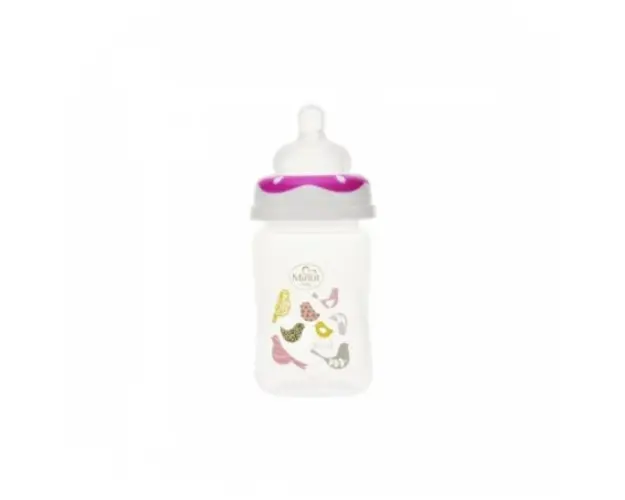 Biberon gat larg Minut Baby cu tetina silicon 150 ml roz