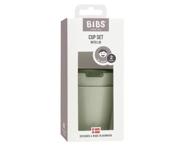 Set 2 pahare Bibs pentru bebelusi sage