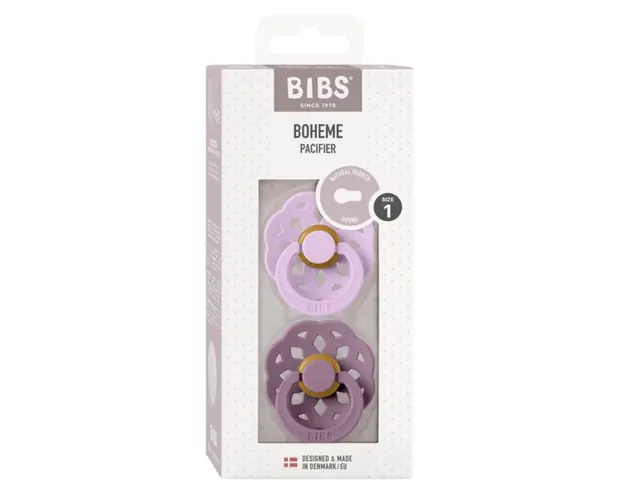 Set 2 suzete Bibs Boheme Latex tetina rotunda 0 luni + MauveViolet Sky