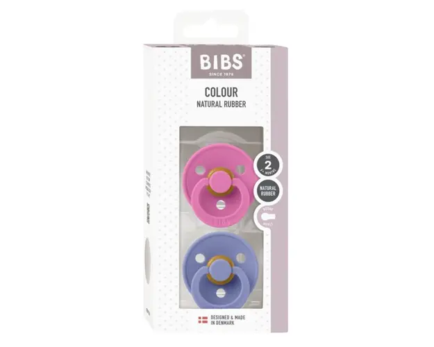 Set 2 suzete Bibs Colour Latex tetina rotunda 6 luni + Bubblegum Peri