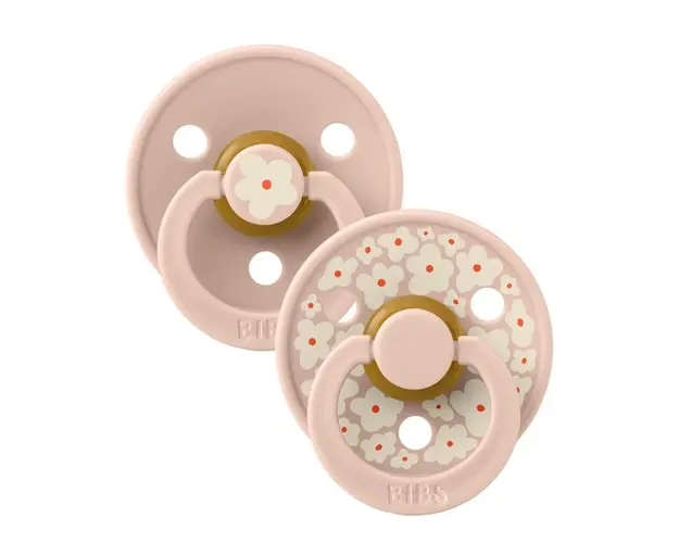 Set 2 suzete Bibs Colour Studio Collection Flower Latex tetina rotunda 0 luni+ Blush