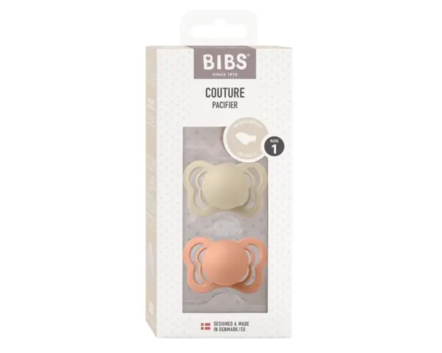 Set 2 suzete Bibs Couture Latex tetina anatomica 0 luni + VanillaBlush