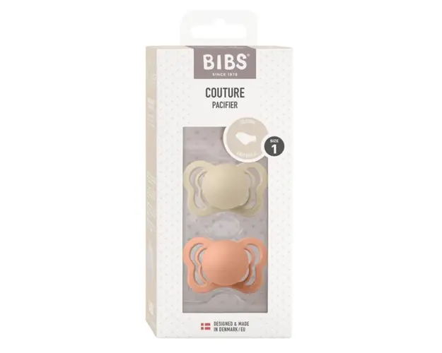 Set 2 suzete Bibs Couture Silicon tetina anatomica 0 luni + VanillaPeach