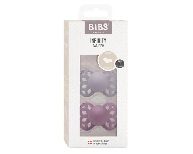 Set 2 suzete Bibs Infinity Silicon tetina anatomica 0 luni + Fossil GreyMauve