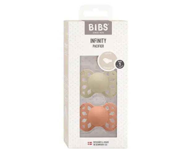 Set 2 suzete Bibs Infinity Silicon tetina anatomica 0 luni + VanillaPeach