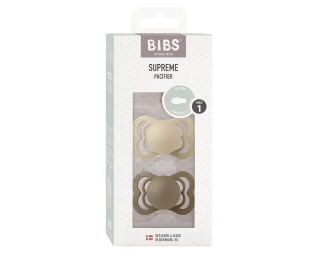 Set 2 suzete Bibs Supreme Silicon tetina simetrica 0 luni + VanillaDark Oak
