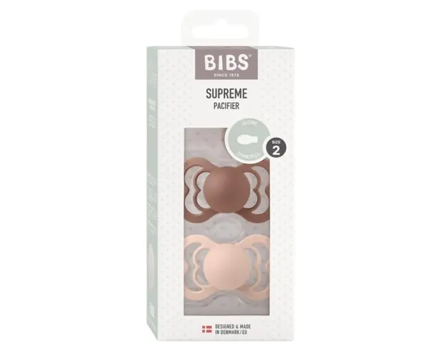Set 2 suzete Bibs Supreme Silicon tetina simetrica 6 luni + BlushWoodchuck