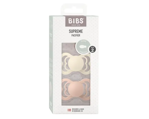 Set 2 suzete Bibs Supreme Silicon tetina simetrica 6 luni + IvoryBlush