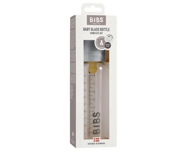 Set complet biberon din sticla anticolici Bibs 225 ml Cloud