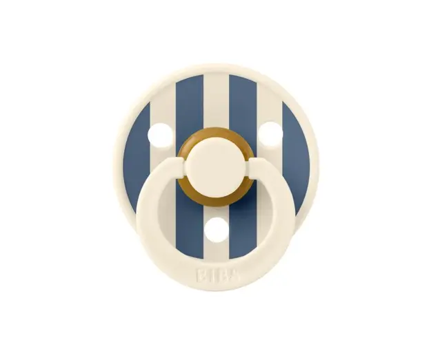 Suzeta Bibs Colour Studio Collection Stripe Latex tetina rotunda 0 luni + IvorySteel Blue