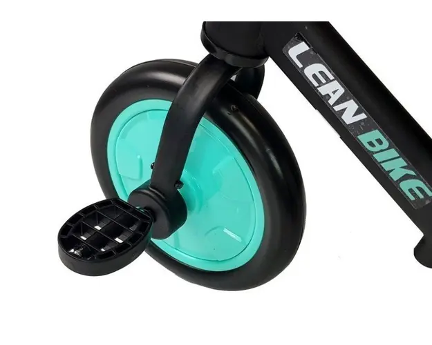 Bicicleta 3 in 1 cu pedale si roti ajutatoare pentru copii negru-turcoaz LeanToys 7679