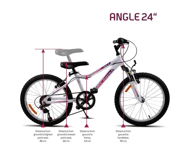 Bicicleta copii Omega Angle 24 inch 18 viteze alb