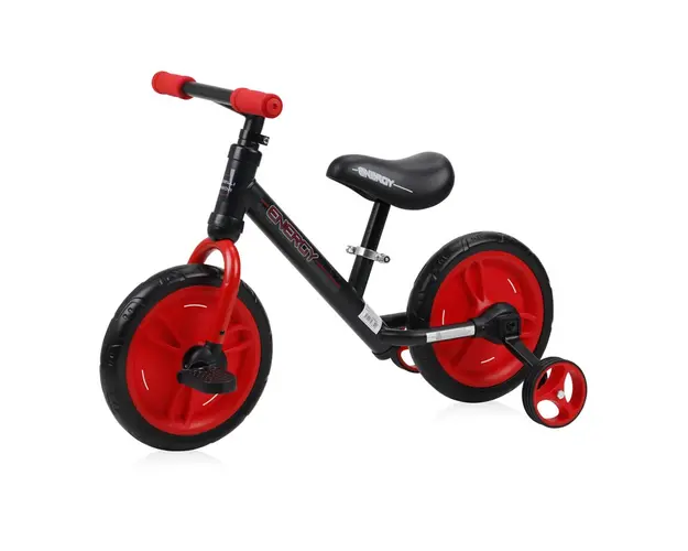 Bicicleta de tranzitie 2 in 1 Energy cu pedale si roti auxiliare Black Red