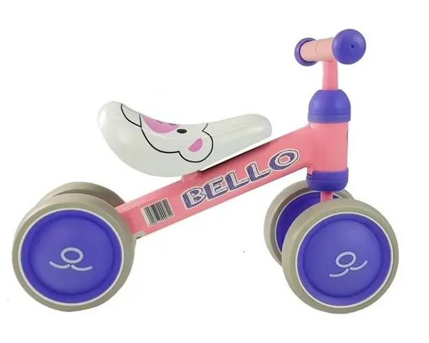 Bicicleta fara pedale cu roti duble pentru copii Pink Bello LeanToys 5262