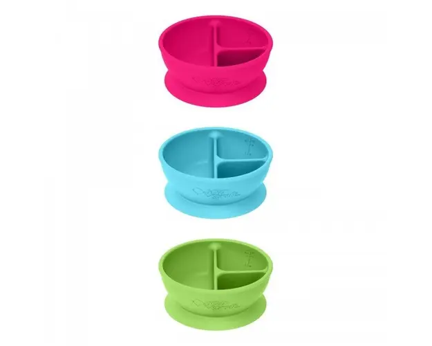 Bol de invatare Green Sprouts compartimentat Learning Bowl Divided Pink