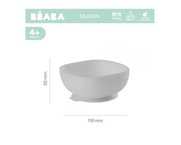 Bol silicon cu ventuza gri