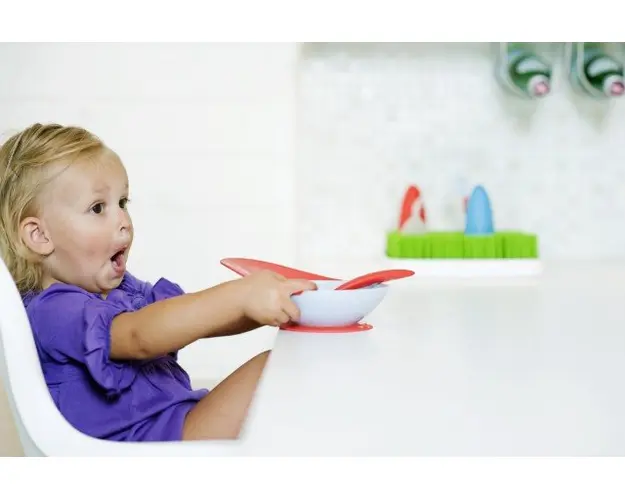 Castron cu ventuza si sistem antistropire vernil+navy Boon Catch Bowl