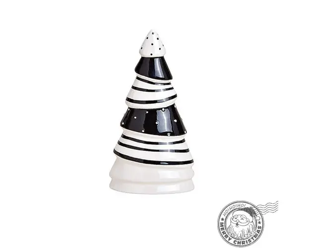 Brad decorativ ceramic alb negru 16 cm