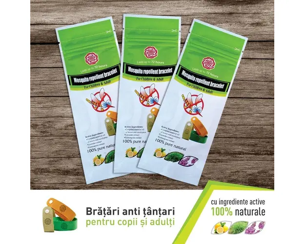 Bratara anti tantari pentru copii si adulti cu ingrediente active 100 naturale