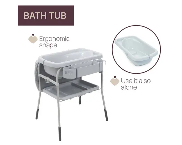 Cadita cu masa de infasat Chicco GreyMelange 0luni+