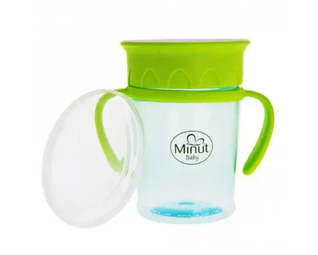 Cana anticurgere 360 cu manere Minut Baby 270 ml 6+ verde