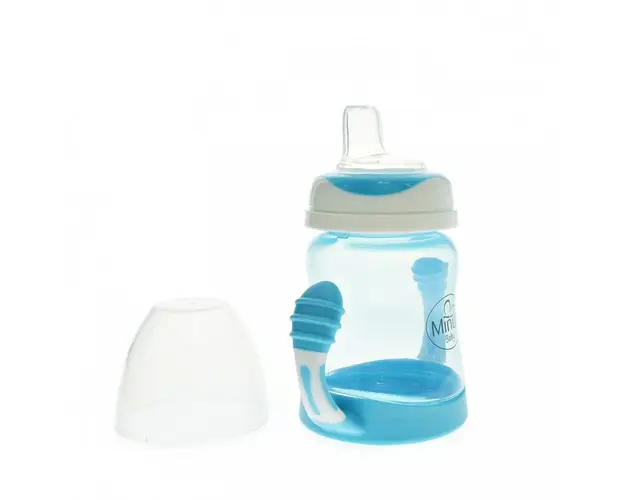 Cana anticurgere cu manere si cioc silicon 210 ml blue