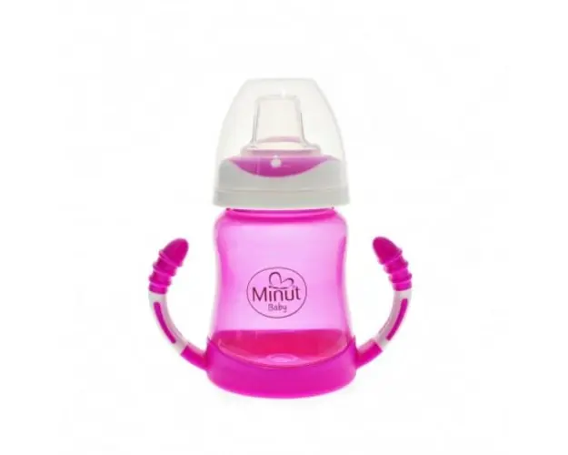 Cana anticurgere cu manere si cioc silicon 210 ml roz