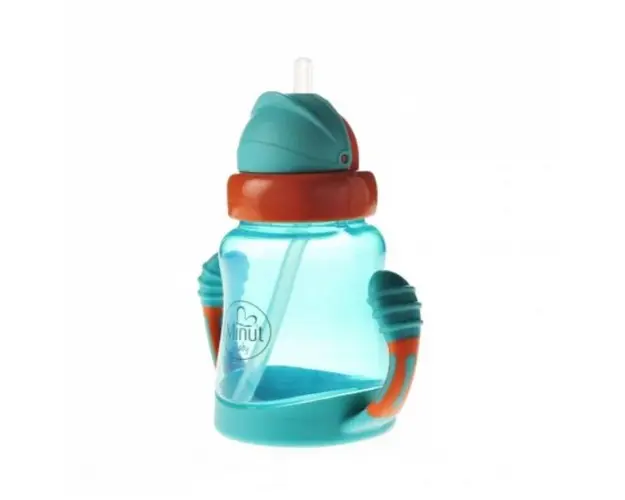 Cana anticurgere cu manere si pai silicon 210 ml verde