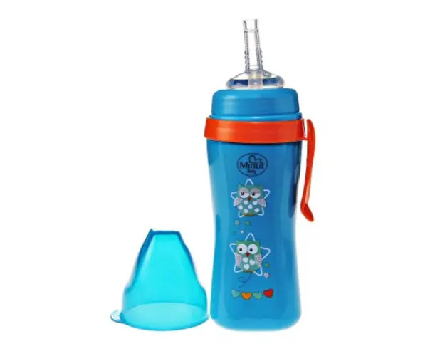 Cana anticurgere cu pai de silicon si clips de prindere 360 ml 6+ verde