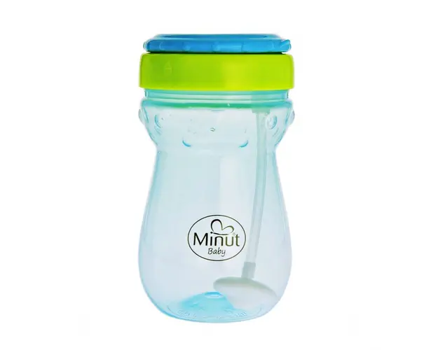 Cana anticurgere Minut Baby cu pai mobil 360 ml blue