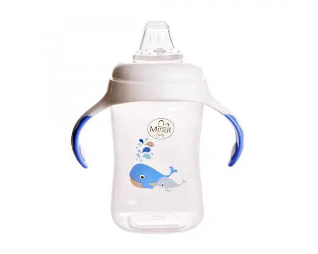 Cana cu manere si cioc de silicon Minut Baby 300 ml 6+ bleu