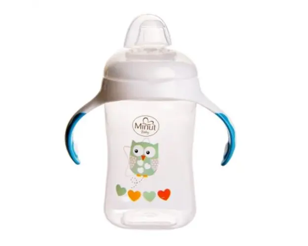 Cana cu manere si cioc de silicon Minut Baby 300 ml 6+ verde